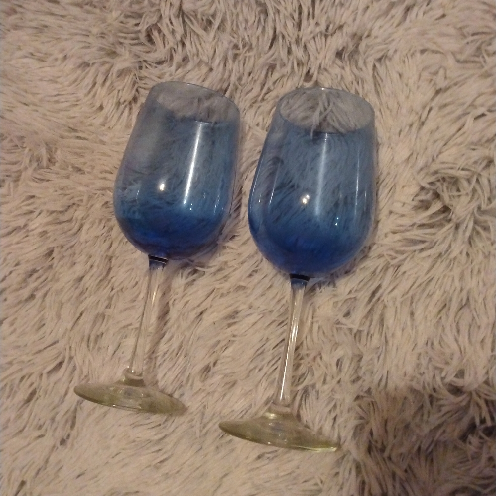 Cobolt Set of 2 Long Stem Wine Glasses